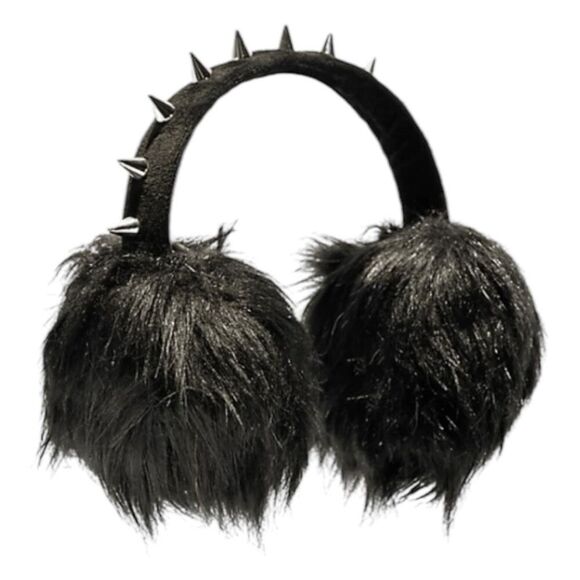 Empyre Oshun Spiked Earmuffs Black Faux Fur Fluffy Soft Flexible Headband OS - Picture 1 of 5